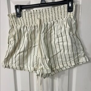 Sim & Sam cream and green striped shorts